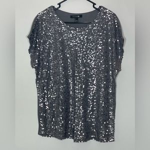 Gray/silver sequined top